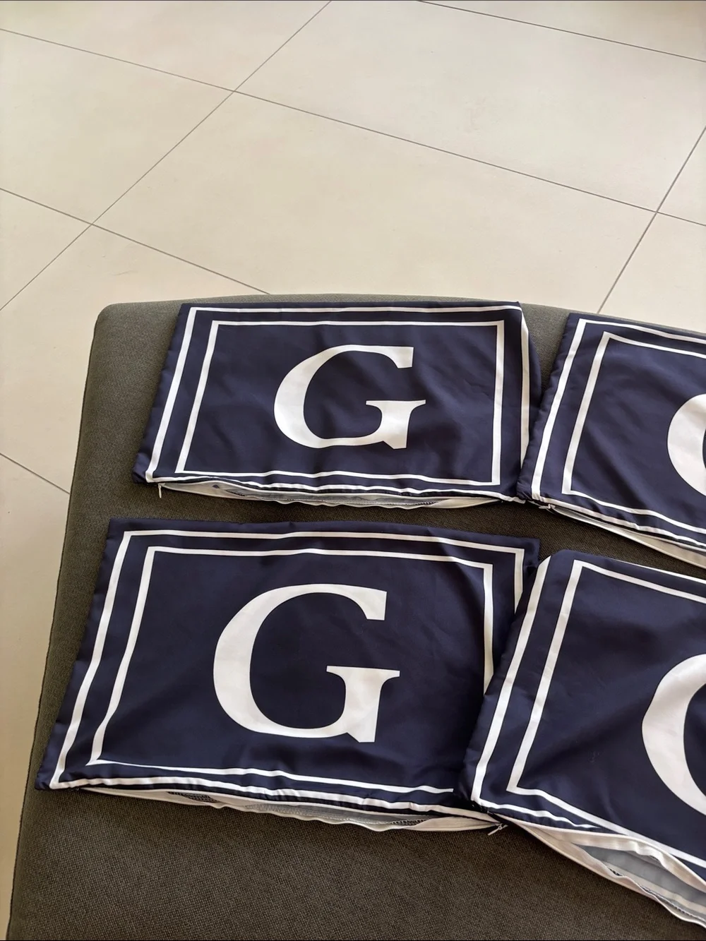 Monogram 'G' Navy Accent Pillow Cover set of 6